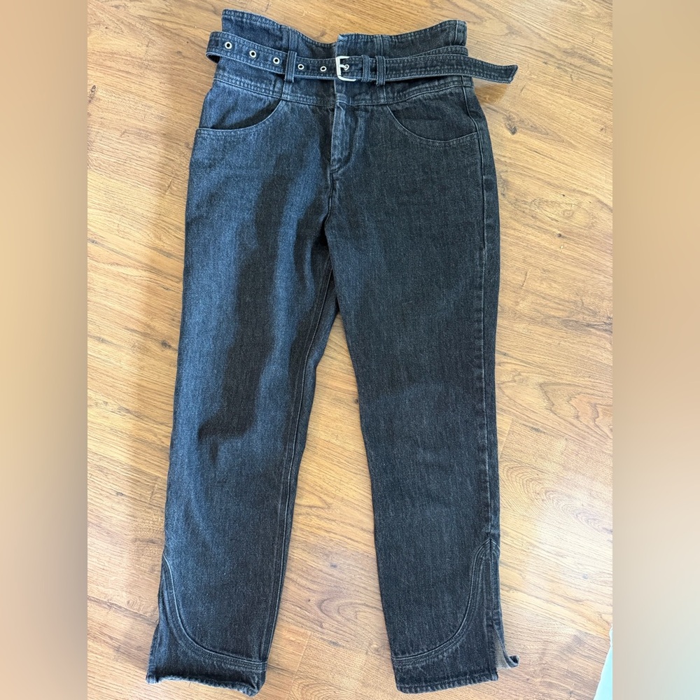 Isabel Marant Black Straight-Leg Jeans with Belt